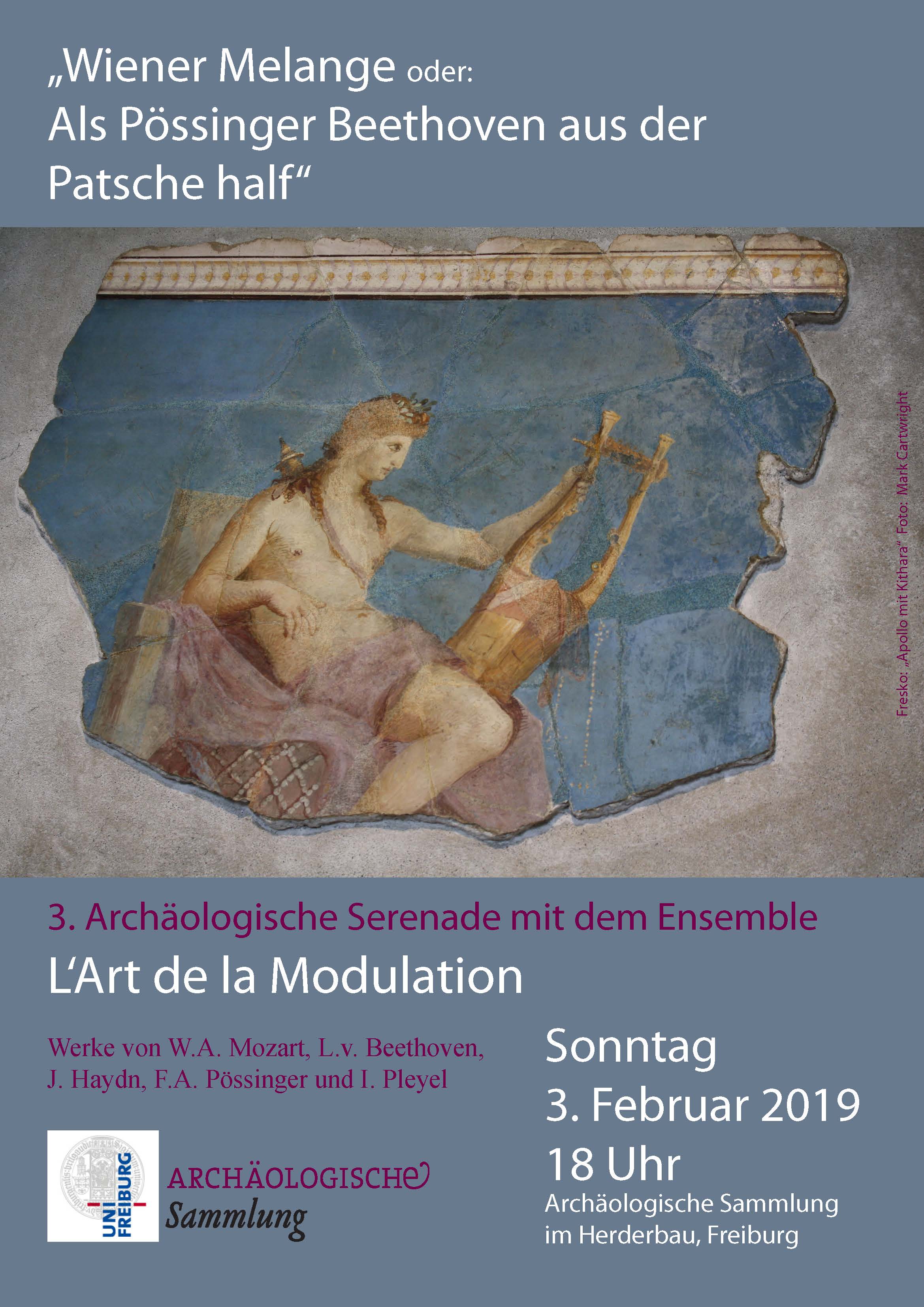 Plakat 3. Archäologische Serenade: Wiener Melange oder: „Als Pössinger Beethoven aus der Patsche half“